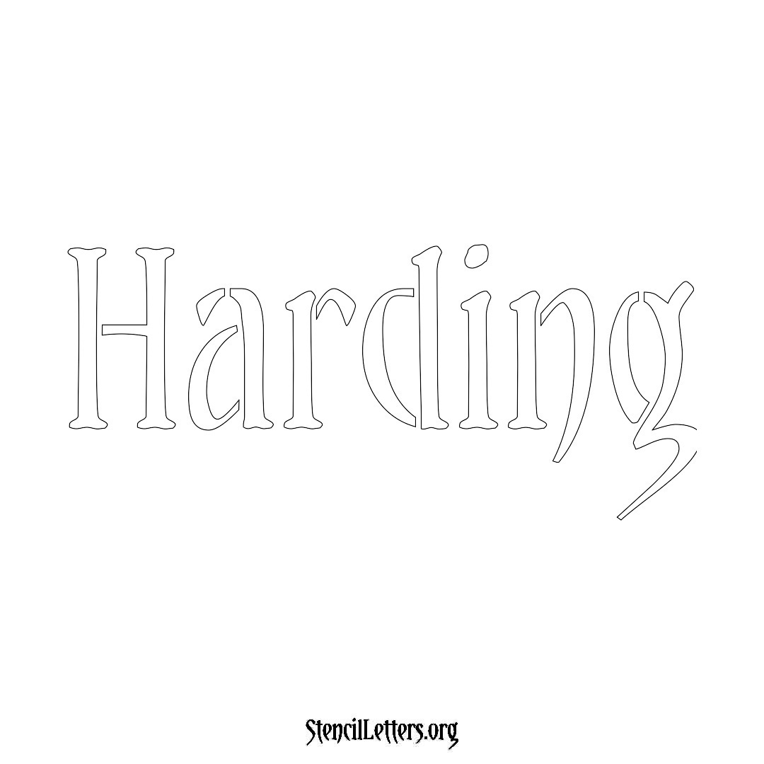 Harding name stencil in Vintage Brush Lettering