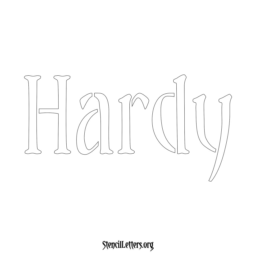 Hardy name stencil in Vintage Brush Lettering