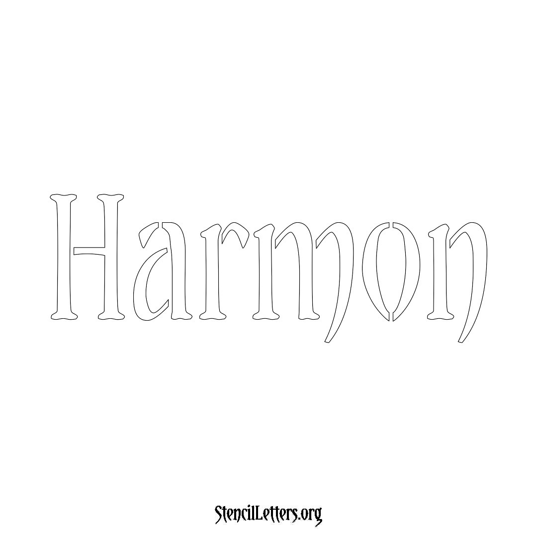 Harmon name stencil in Vintage Brush Lettering