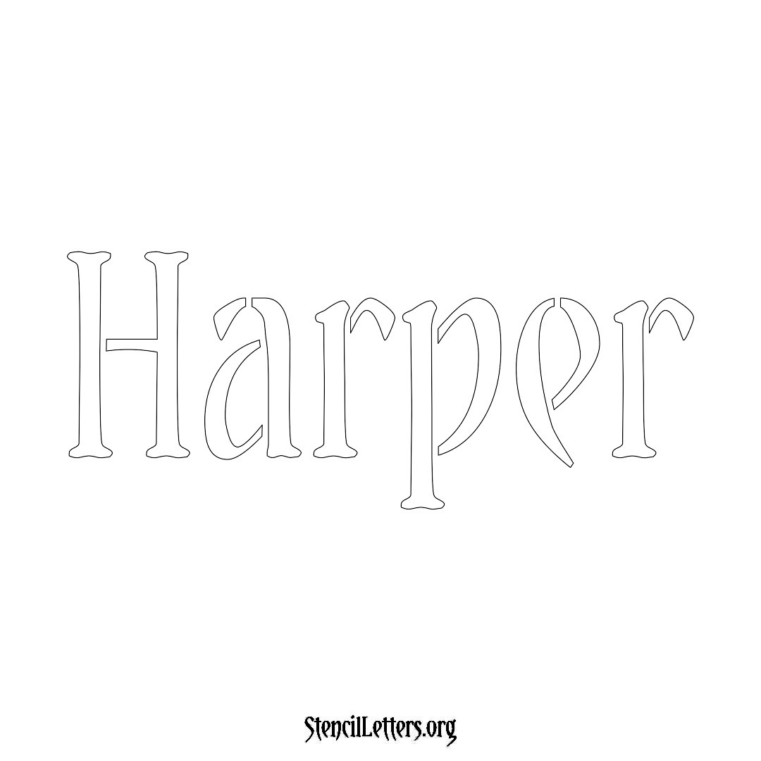 Harper name stencil in Vintage Brush Lettering