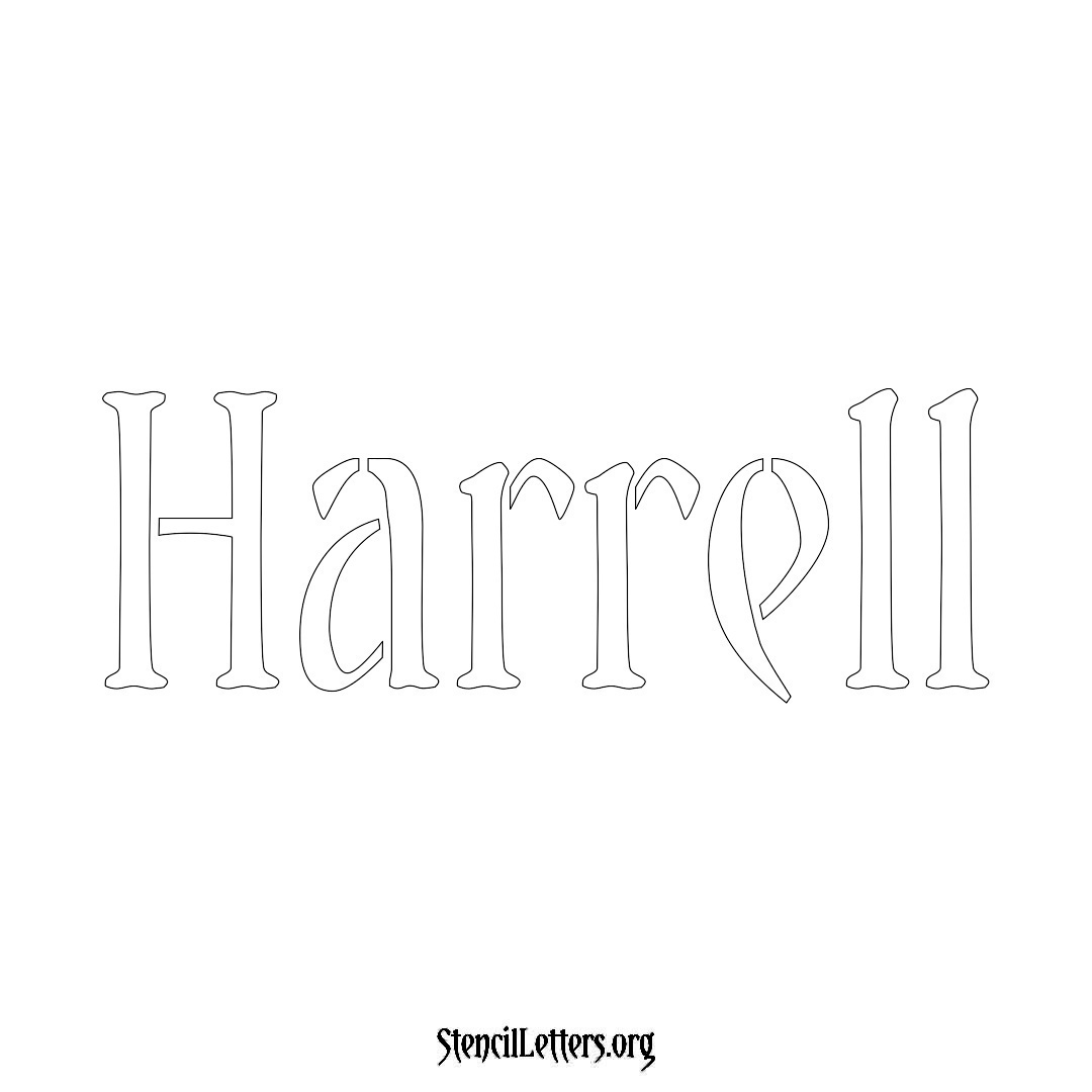 Harrell name stencil in Vintage Brush Lettering