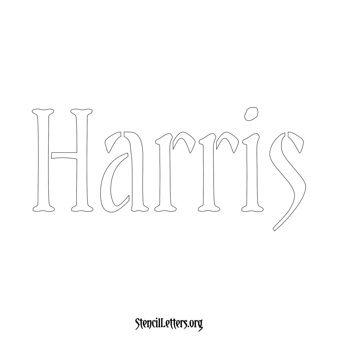 Harris name stencil in Vintage Brush Lettering