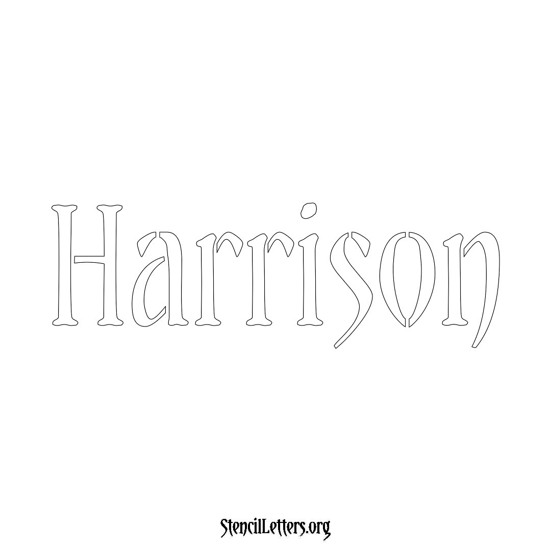 Harrison name stencil in Vintage Brush Lettering