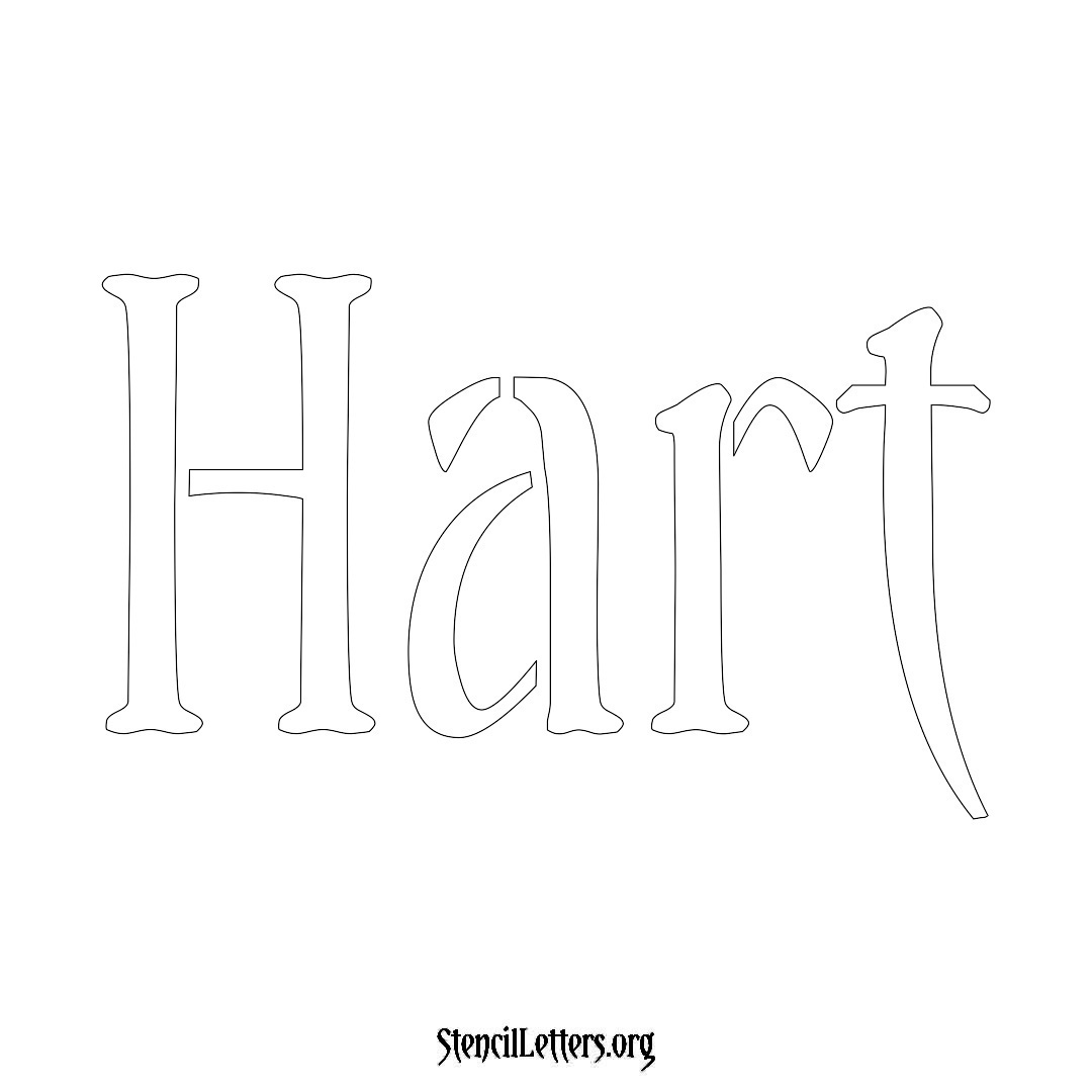 Hart name stencil in Vintage Brush Lettering