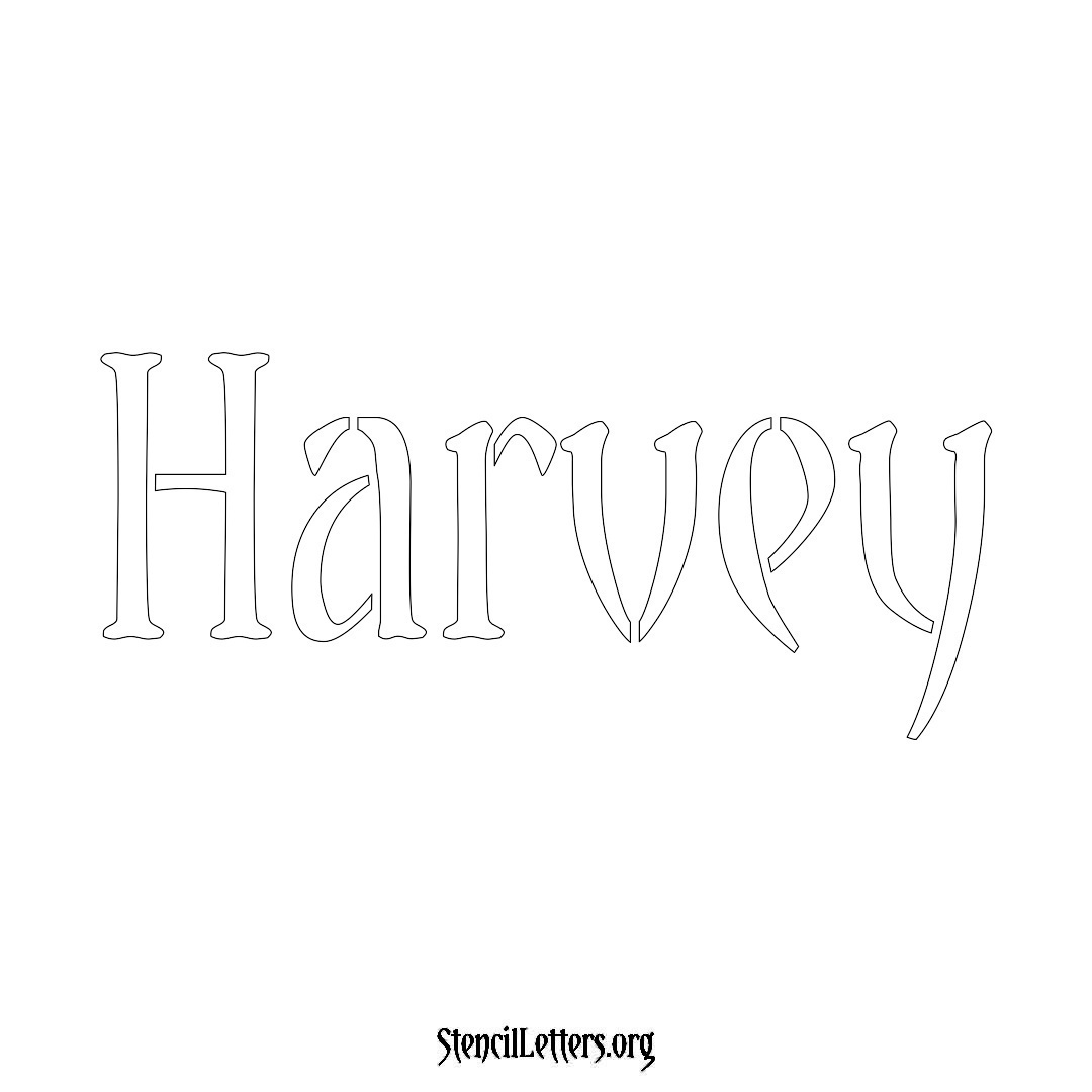 Harvey name stencil in Vintage Brush Lettering