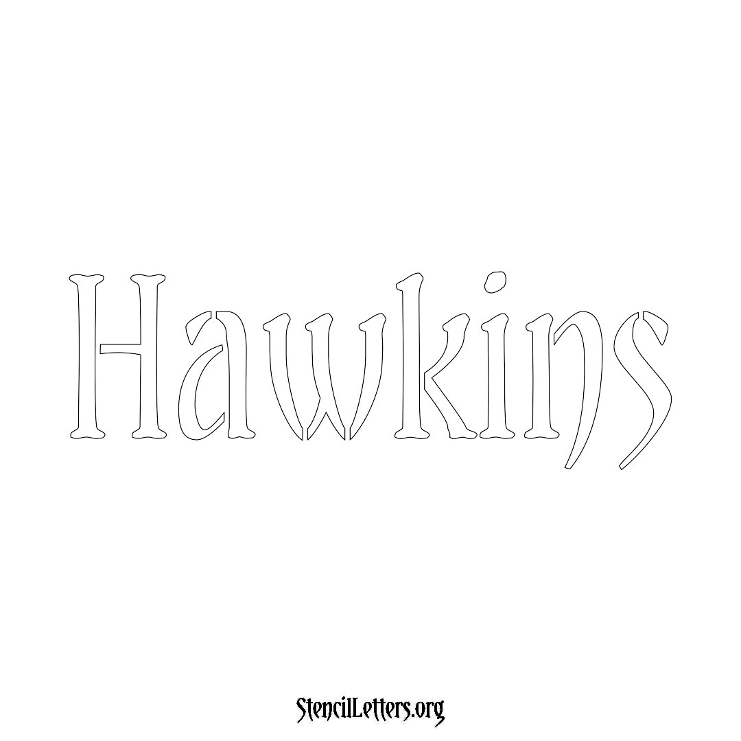 Hawkins name stencil in Vintage Brush Lettering