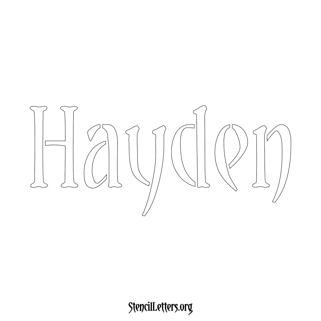 Hayden name stencil in Vintage Brush Lettering