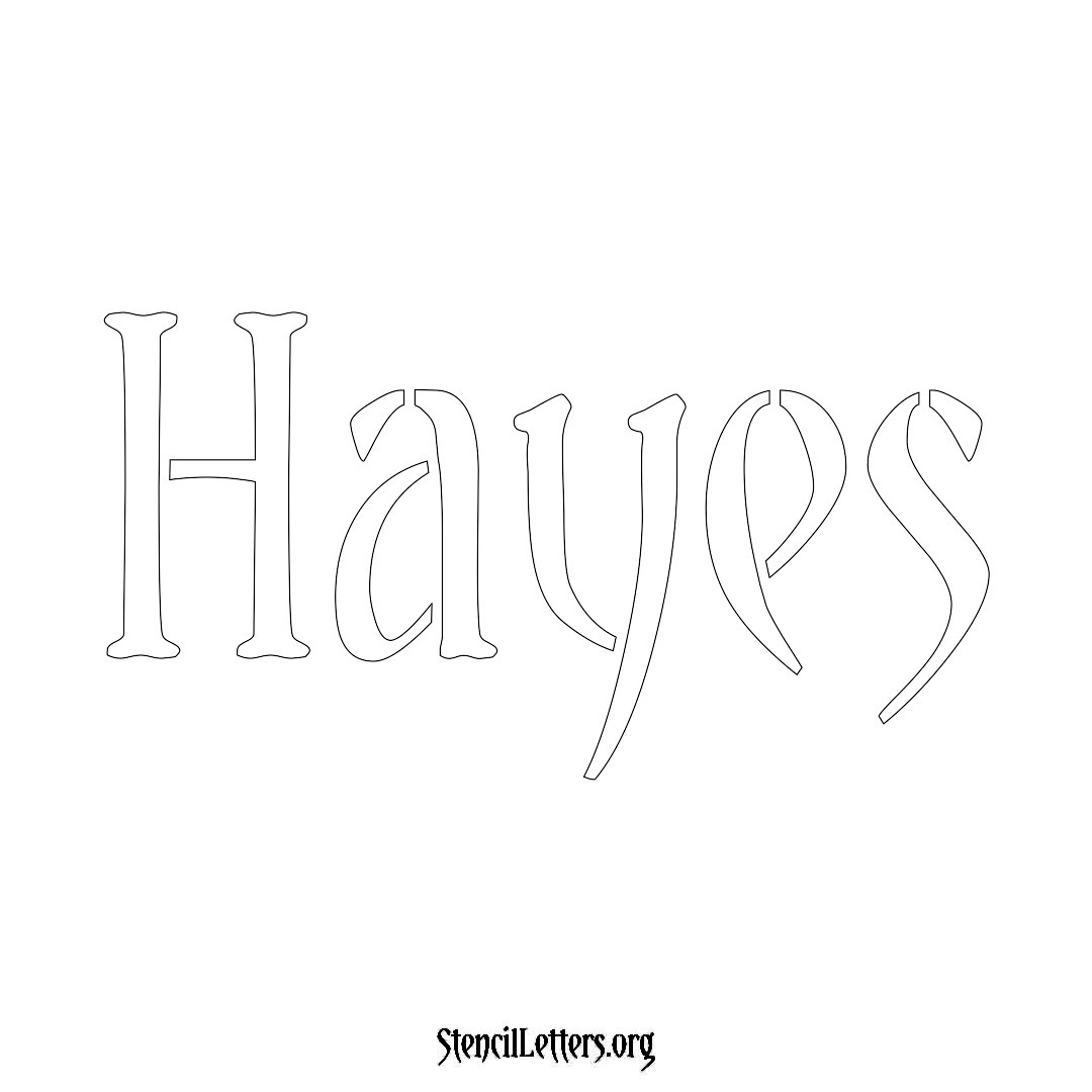 Hayes name stencil in Vintage Brush Lettering