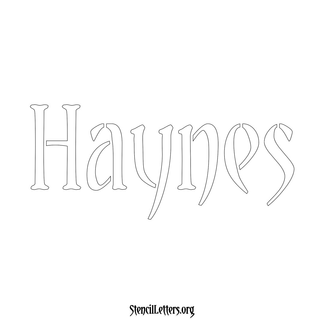 Haynes name stencil in Vintage Brush Lettering