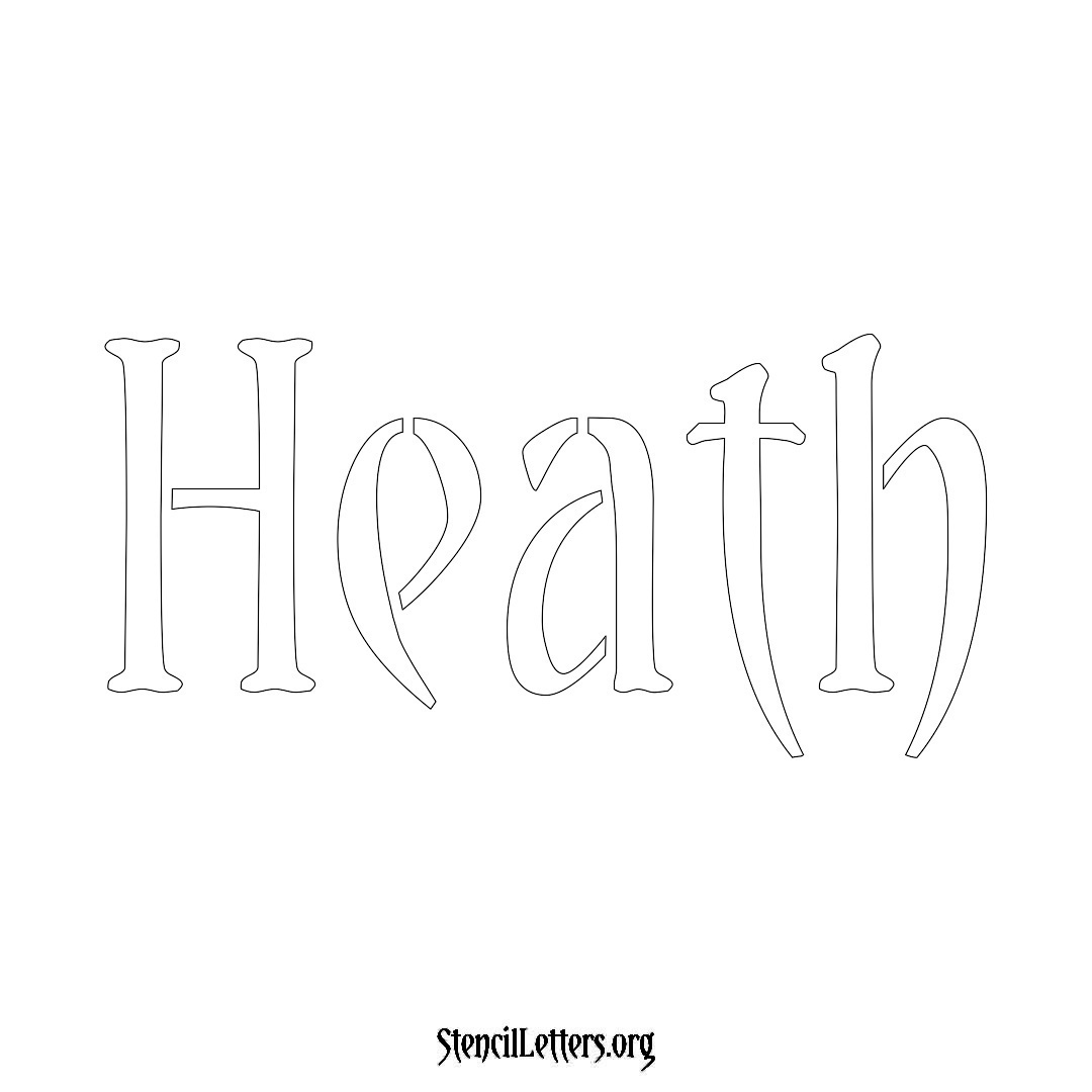 Heath name stencil in Vintage Brush Lettering