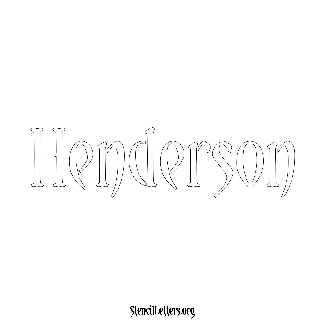 Henderson name stencil in Vintage Brush Lettering