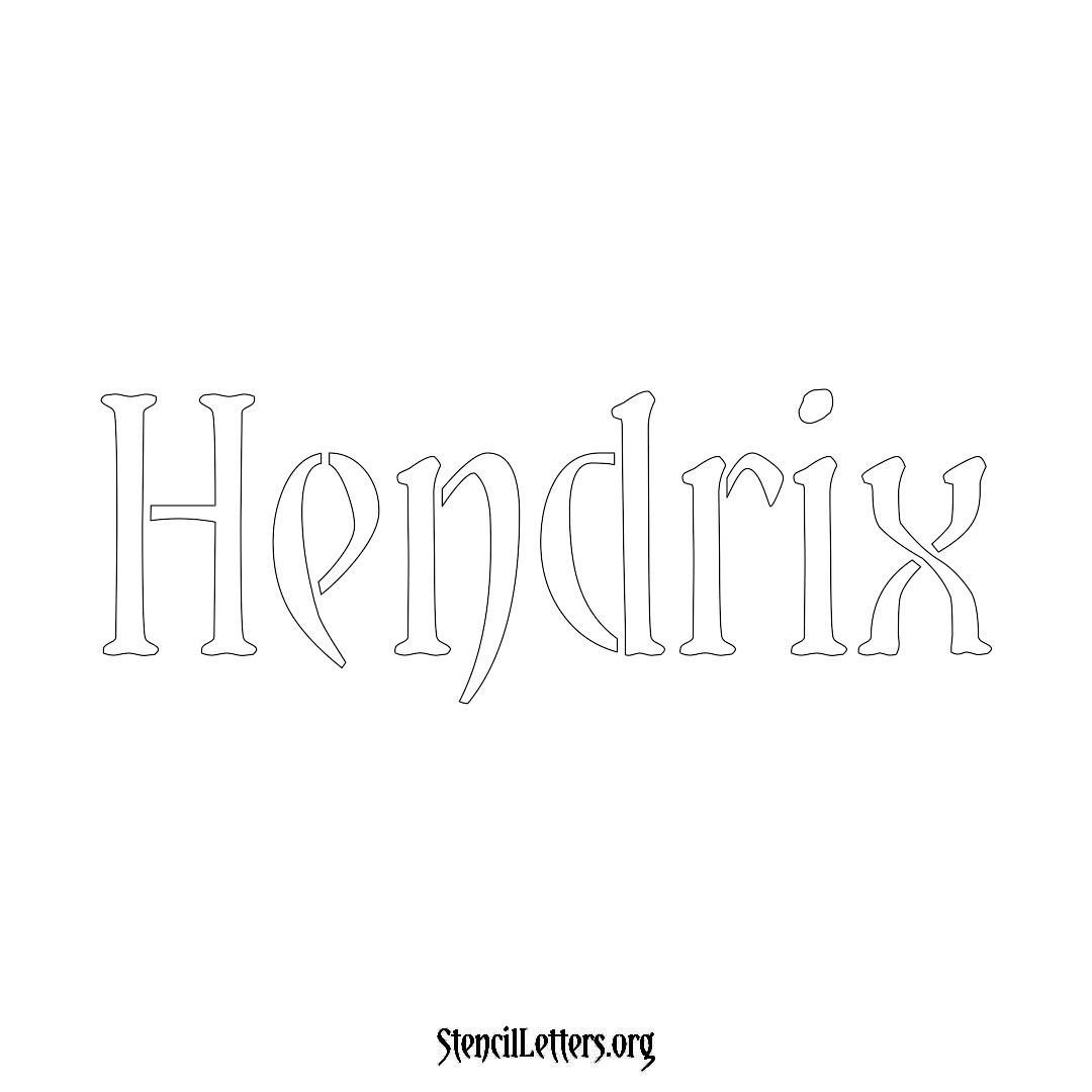 Hendrix name stencil in Vintage Brush Lettering