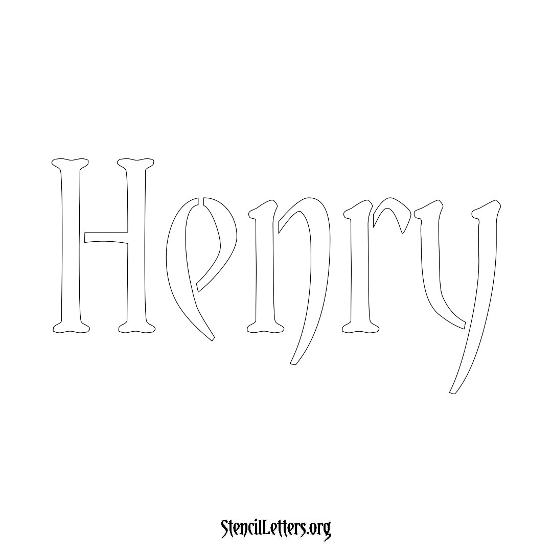 Henry name stencil in Vintage Brush Lettering