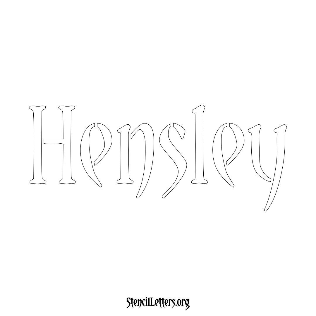 Hensley name stencil in Vintage Brush Lettering