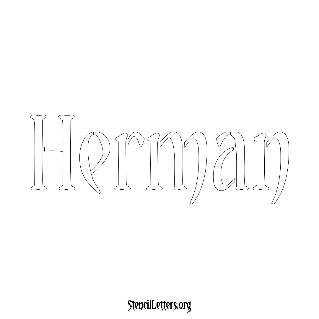 Herman name stencil in Vintage Brush Lettering