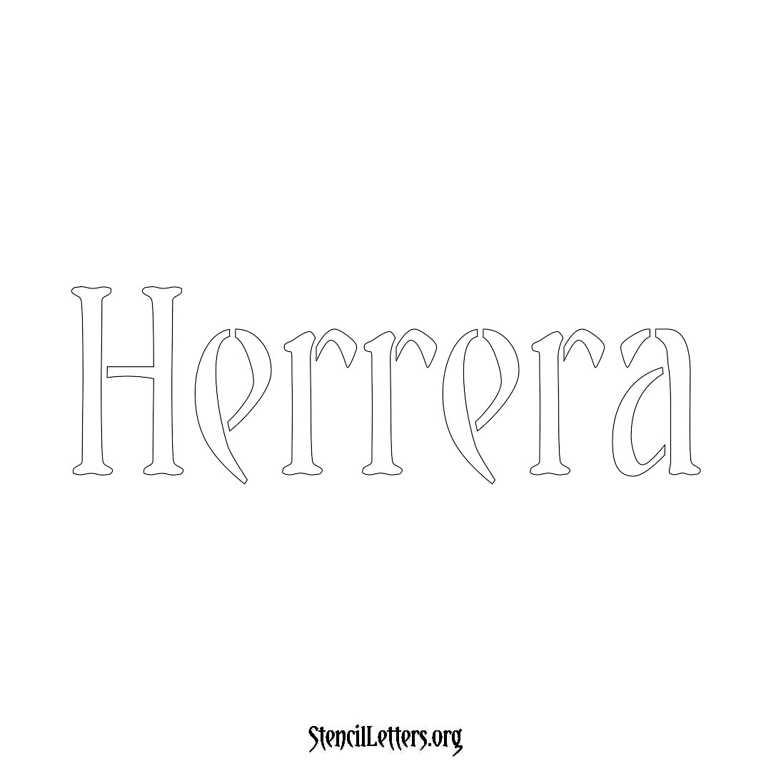 Herrera name stencil in Vintage Brush Lettering