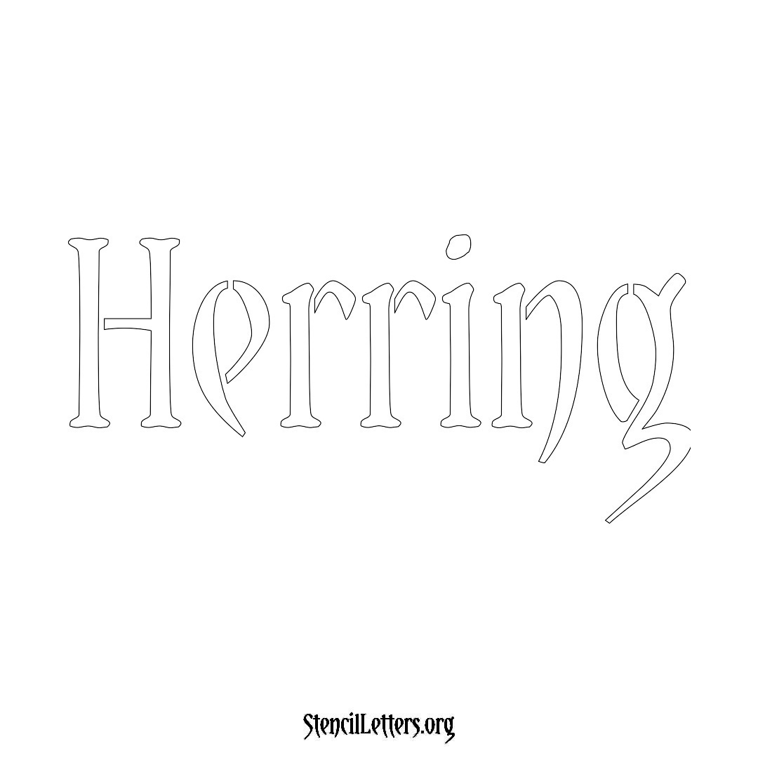 Herring name stencil in Vintage Brush Lettering