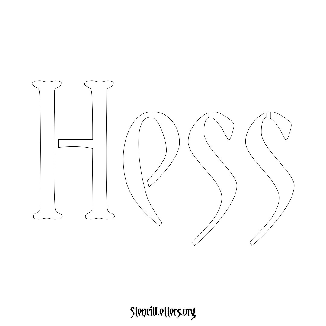 Hess name stencil in Vintage Brush Lettering