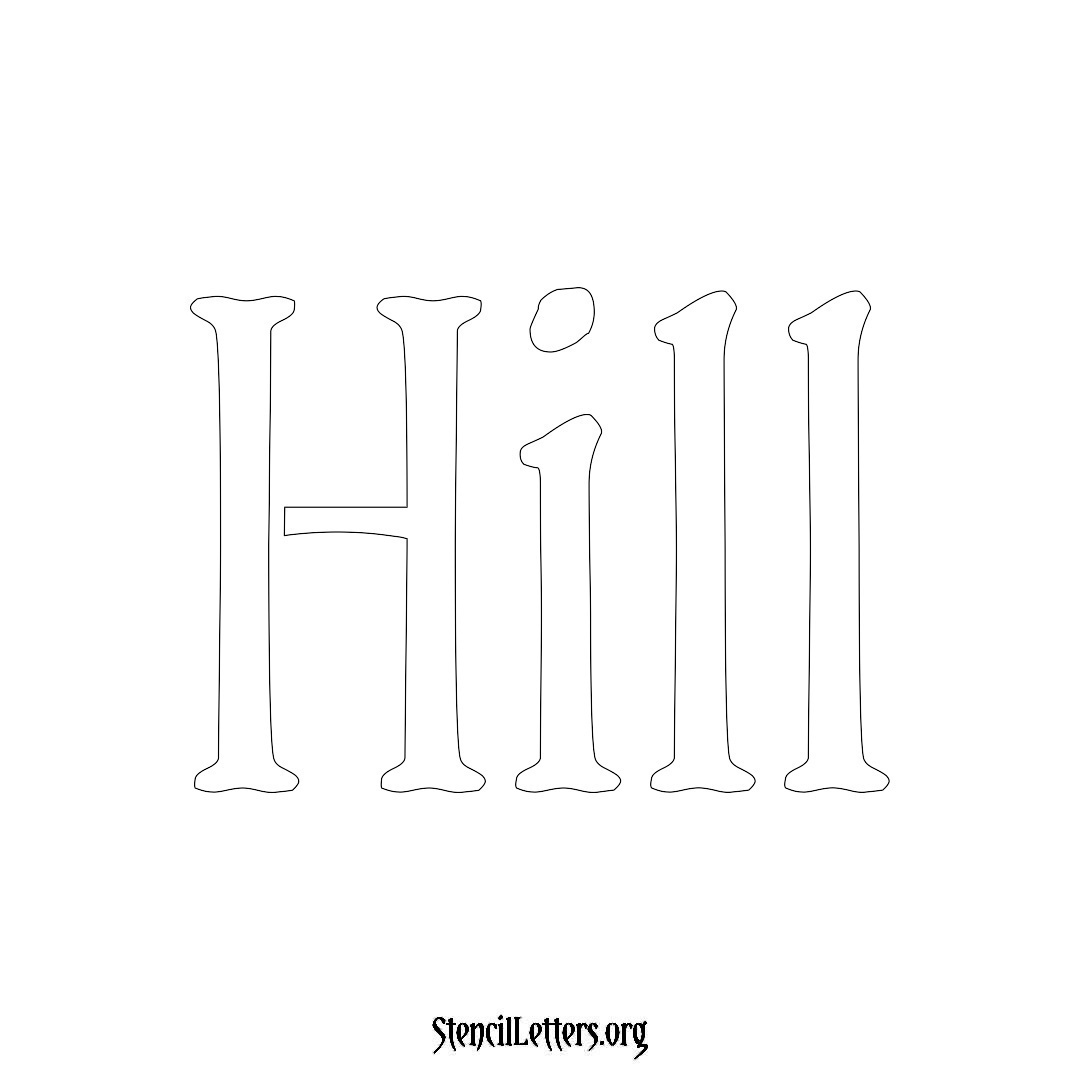 Hill name stencil in Vintage Brush Lettering