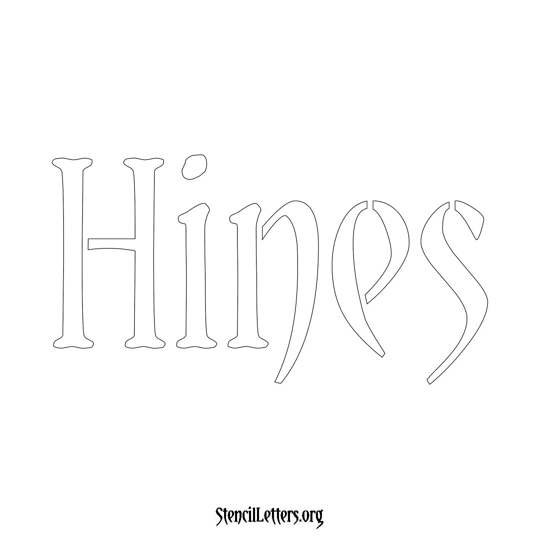 Hines name stencil in Vintage Brush Lettering