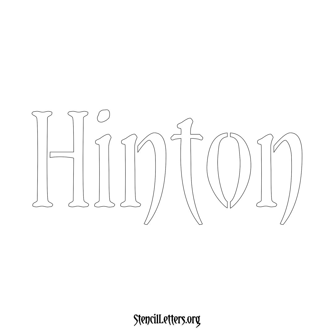 Hinton name stencil in Vintage Brush Lettering