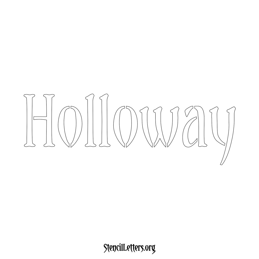 Holloway name stencil in Vintage Brush Lettering