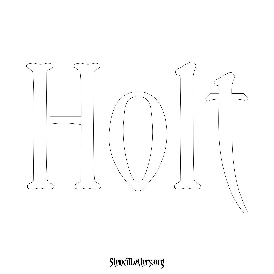 Holt name stencil in Vintage Brush Lettering