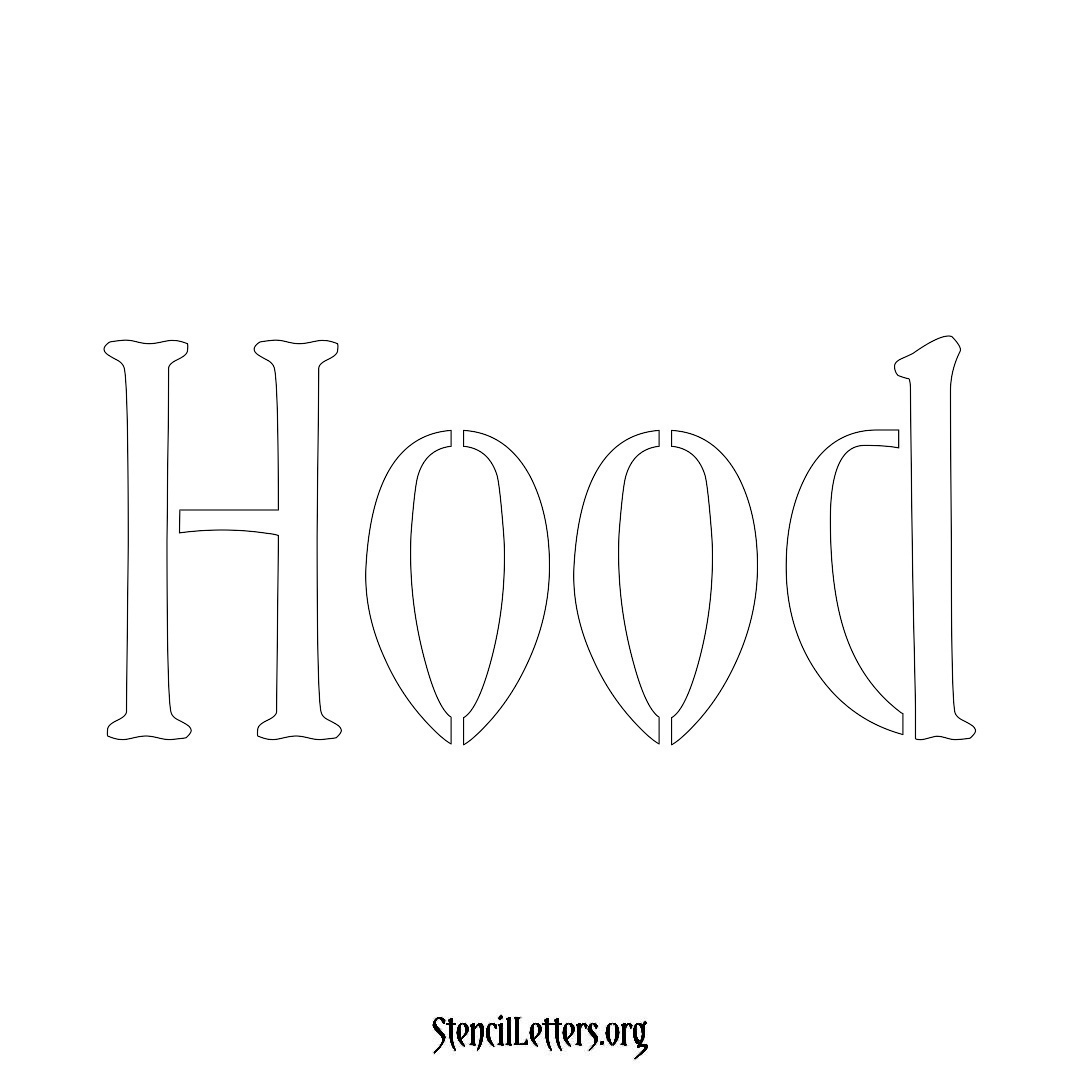 Hood name stencil in Vintage Brush Lettering