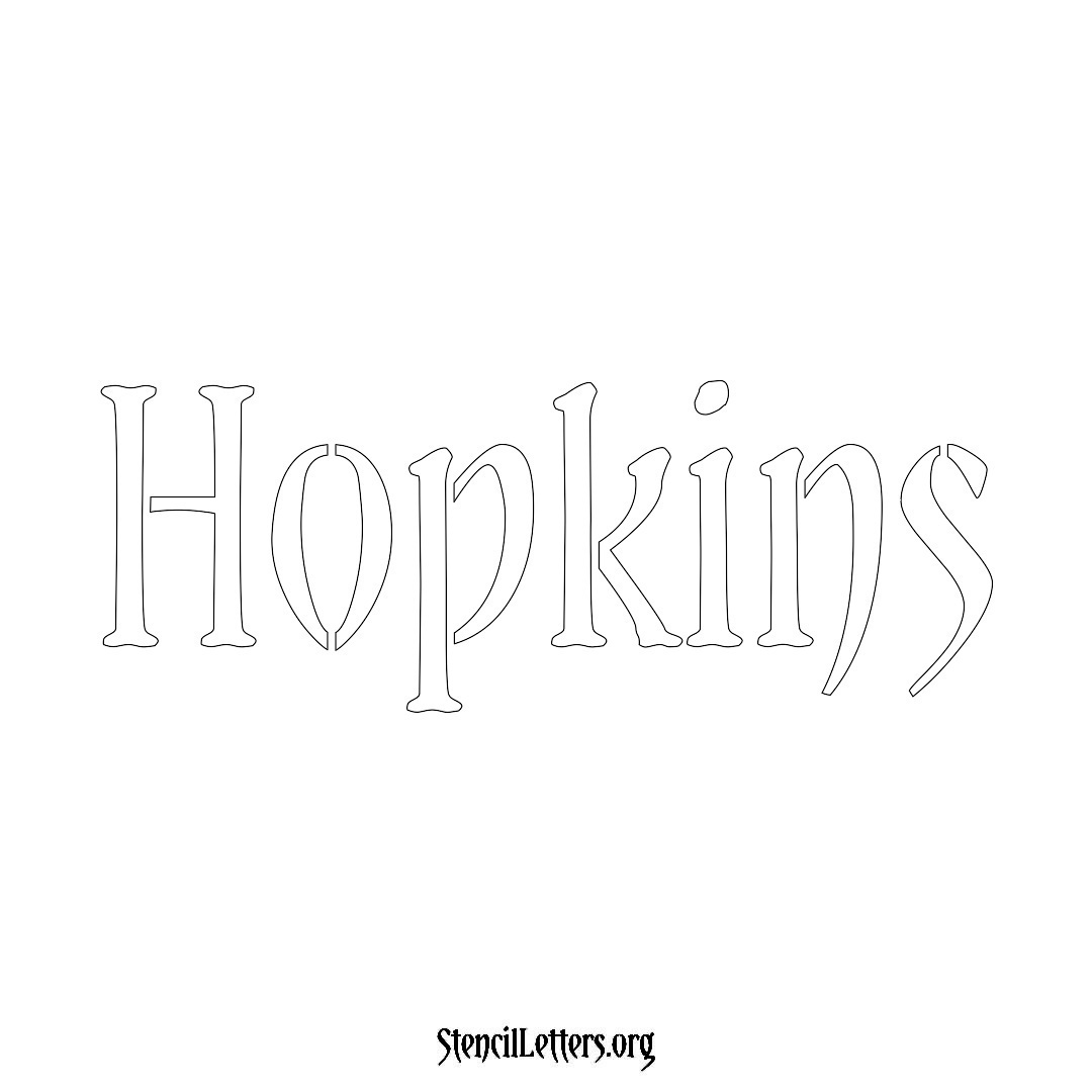 Hopkins name stencil in Vintage Brush Lettering