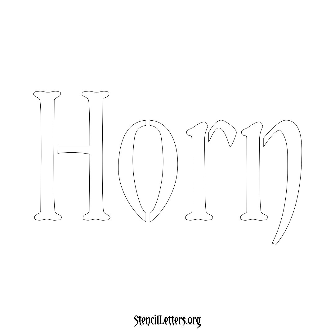 Horn name stencil in Vintage Brush Lettering