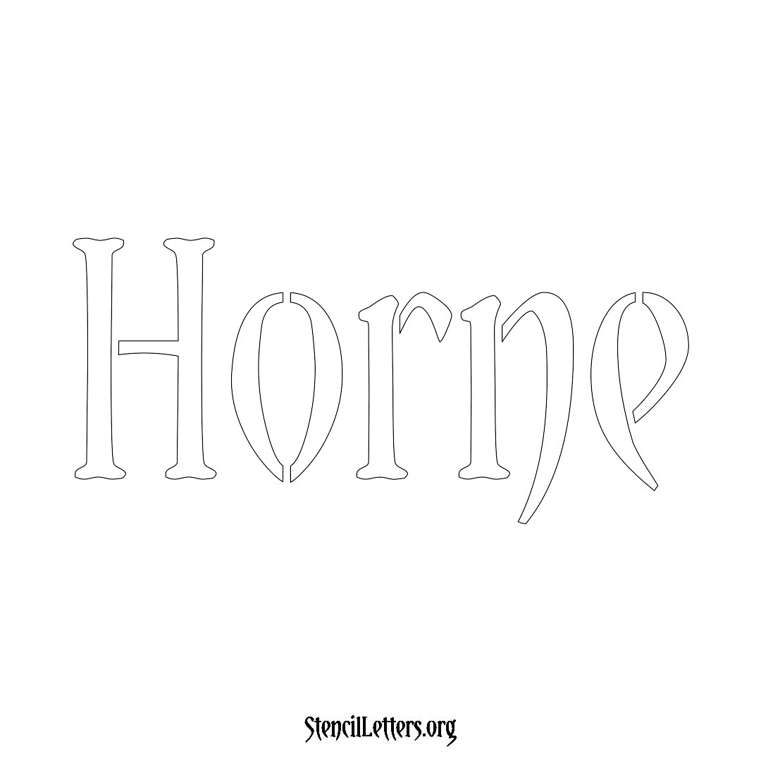 Horne name stencil in Vintage Brush Lettering