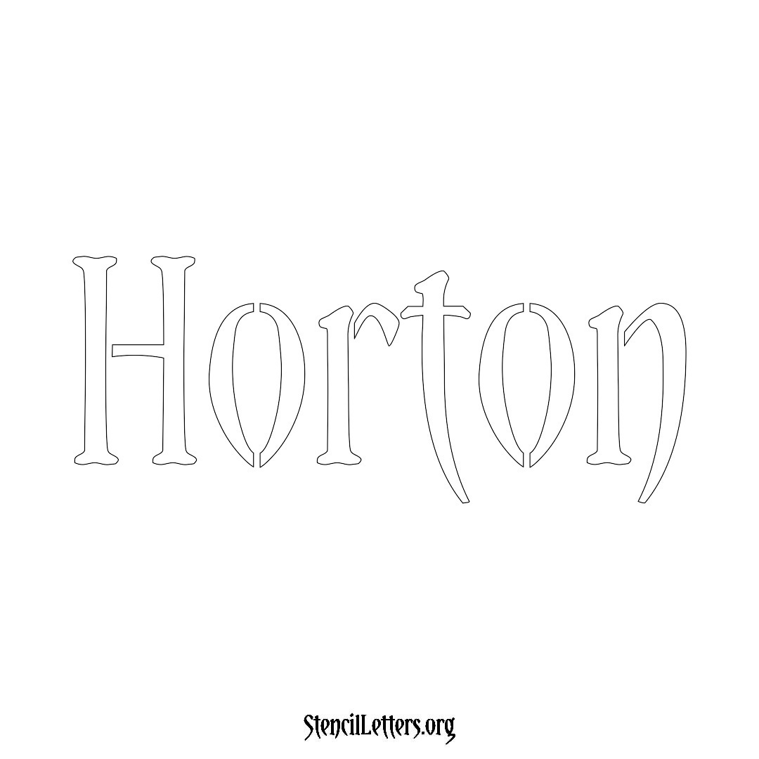 Horton name stencil in Vintage Brush Lettering