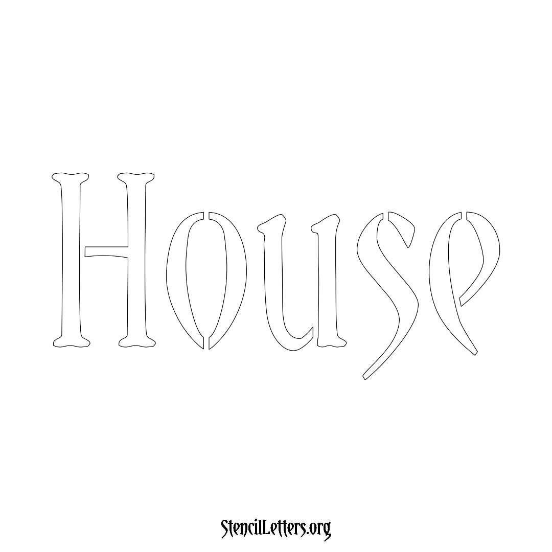 House name stencil in Vintage Brush Lettering