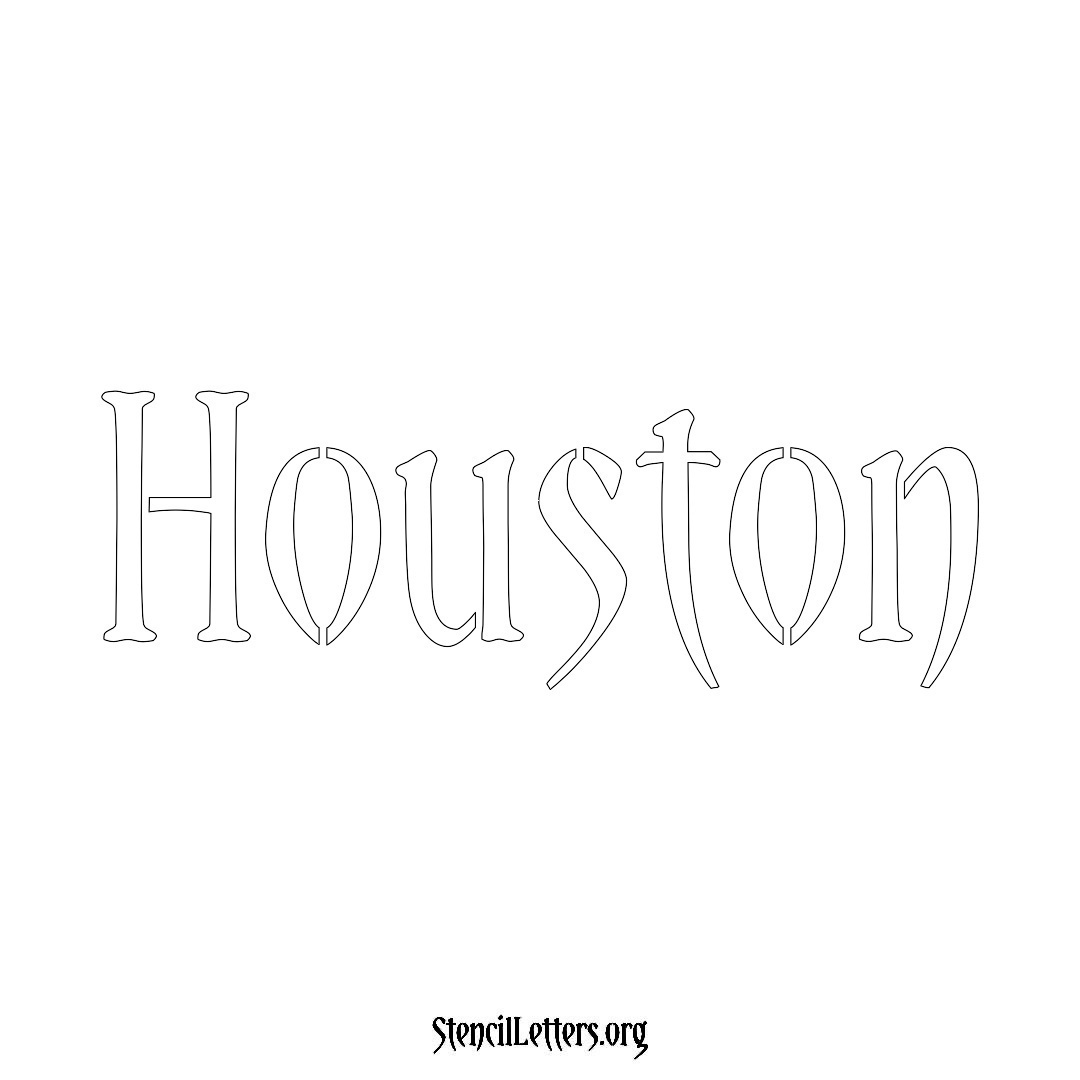 Houston name stencil in Vintage Brush Lettering