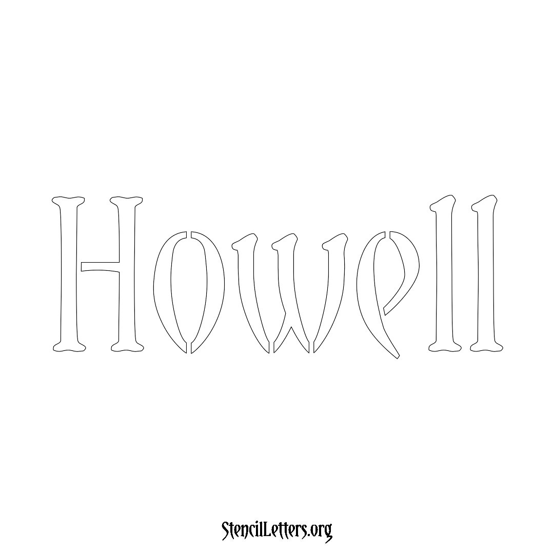 Howell name stencil in Vintage Brush Lettering