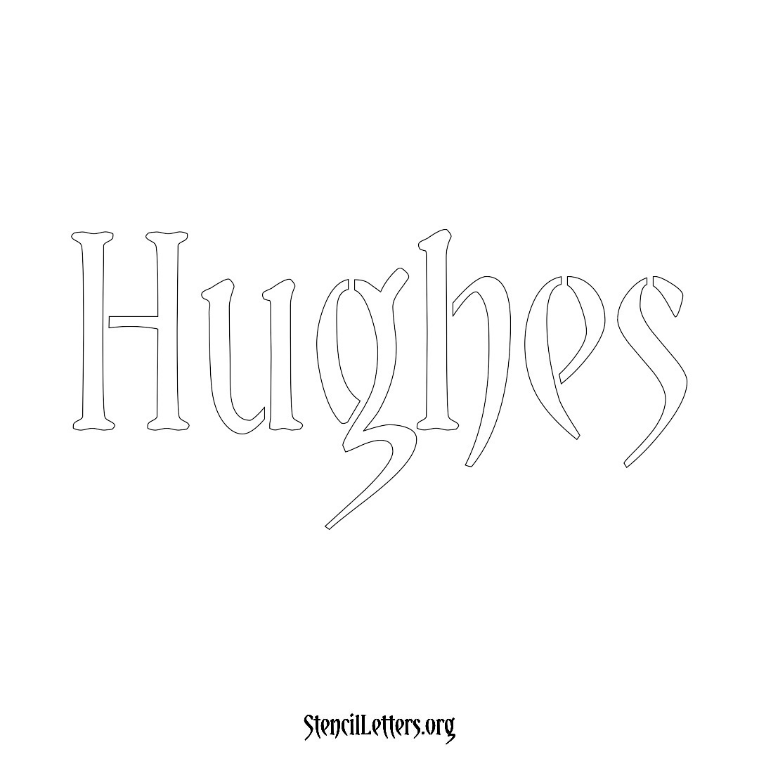 Hughes name stencil in Vintage Brush Lettering