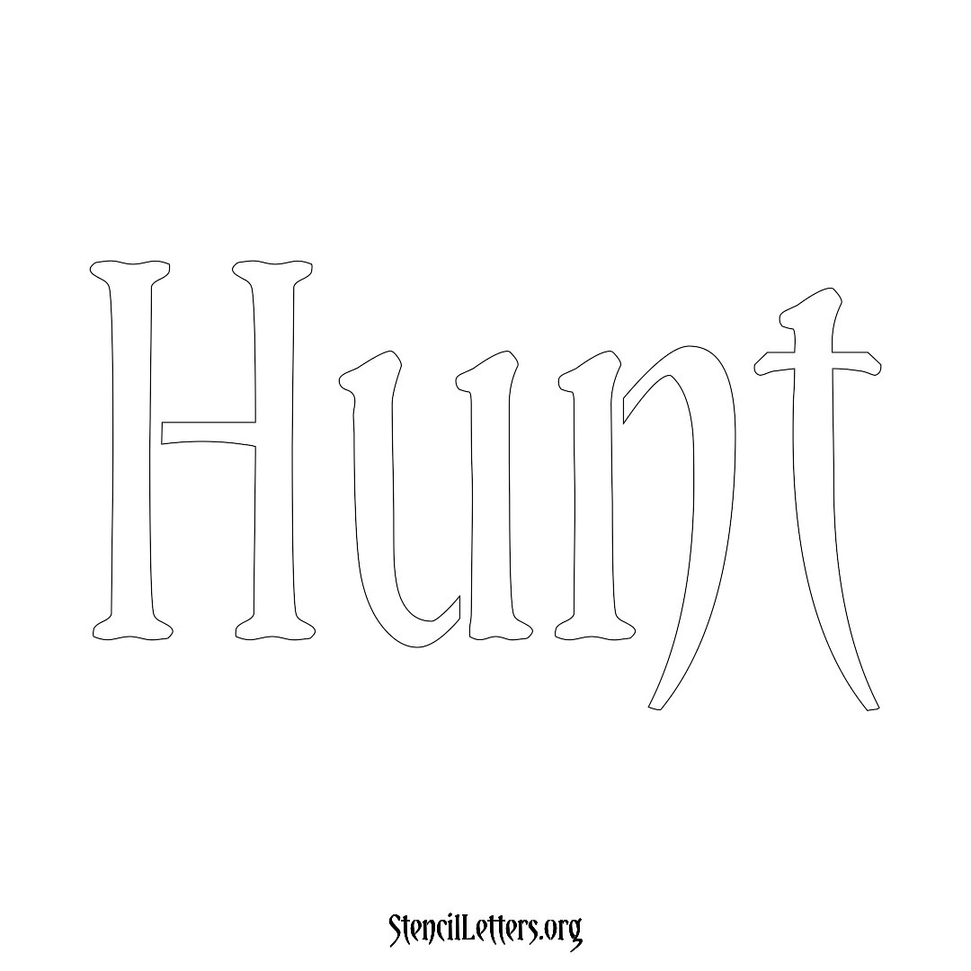 Hunt name stencil in Vintage Brush Lettering