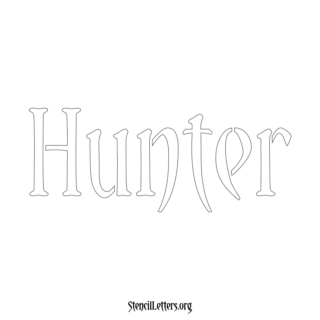 Hunter name stencil in Vintage Brush Lettering