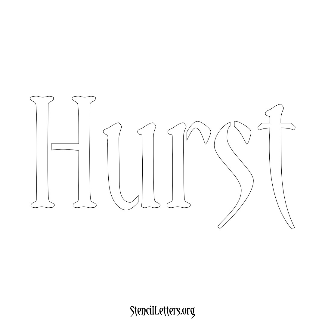 Hurst name stencil in Vintage Brush Lettering