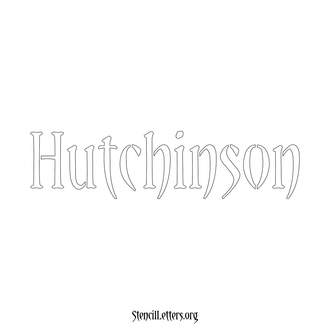 Hutchinson name stencil in Vintage Brush Lettering