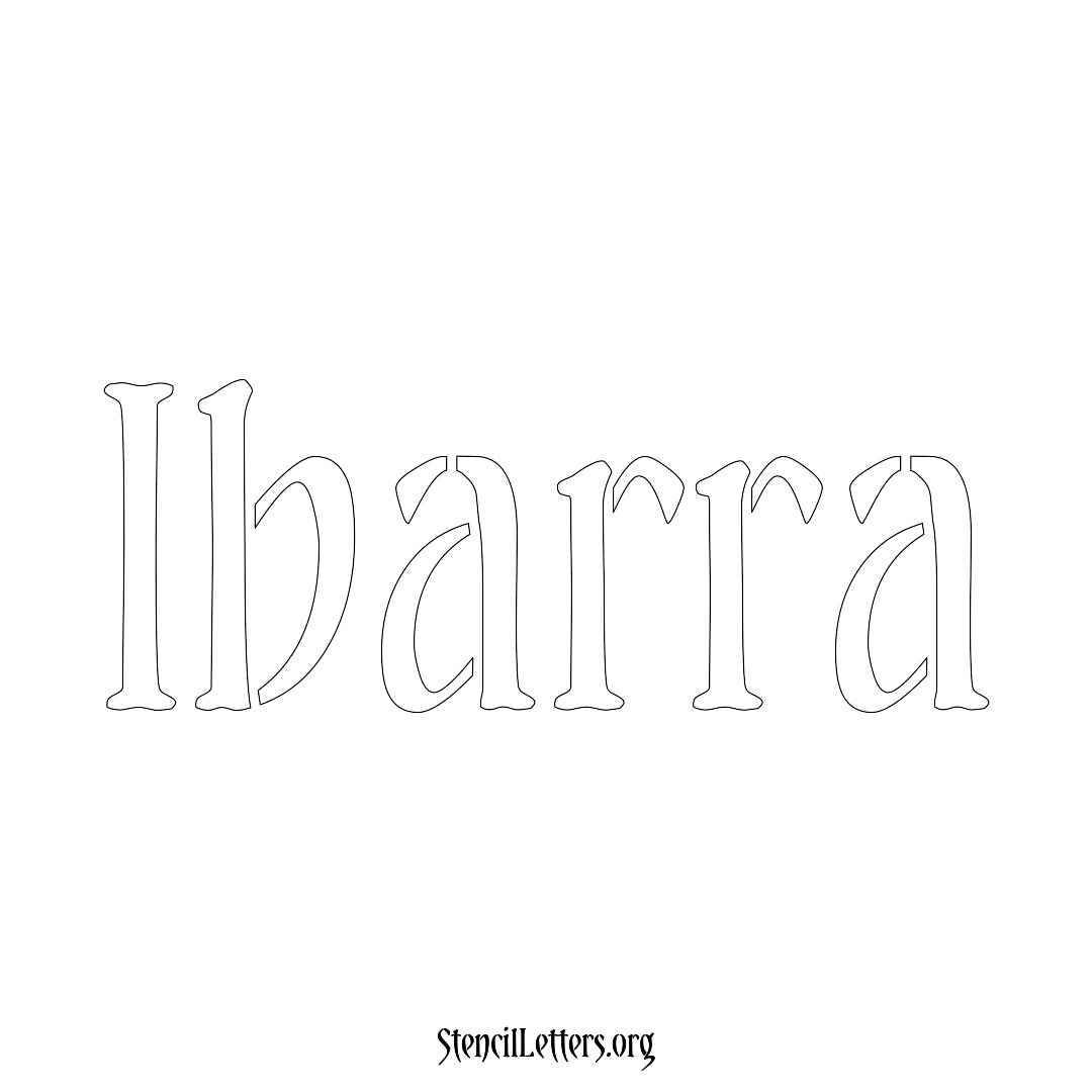 Ibarra name stencil in Vintage Brush Lettering