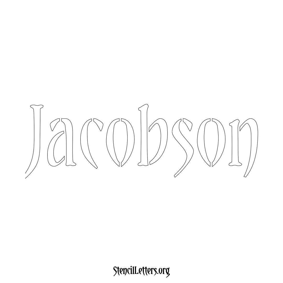 Jacobson name stencil in Vintage Brush Lettering