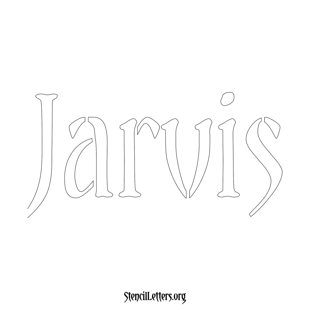 Jarvis name stencil in Vintage Brush Lettering