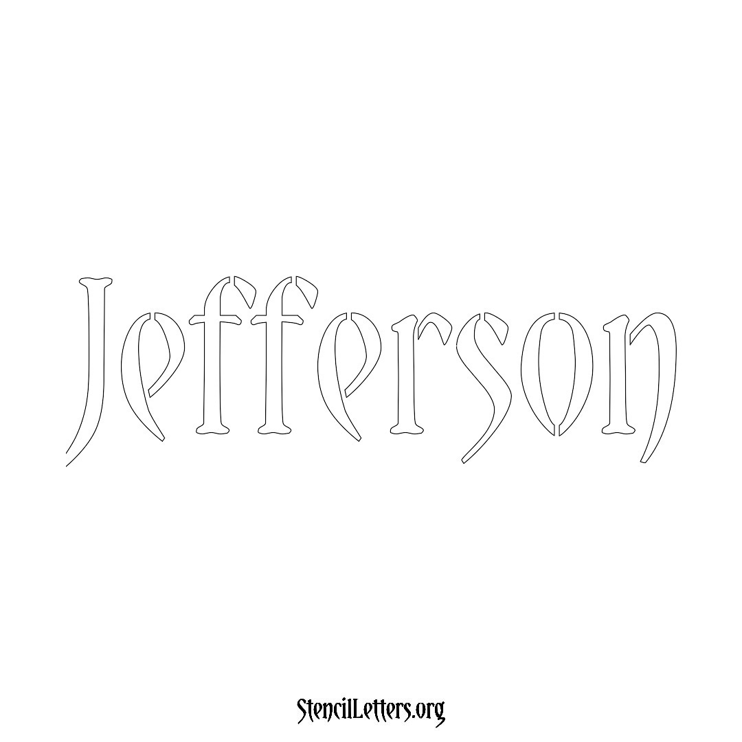 Jefferson name stencil in Vintage Brush Lettering