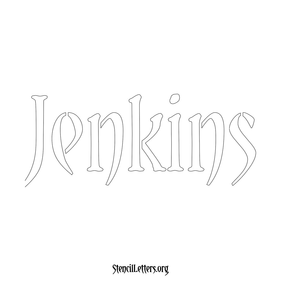 Jenkins name stencil in Vintage Brush Lettering