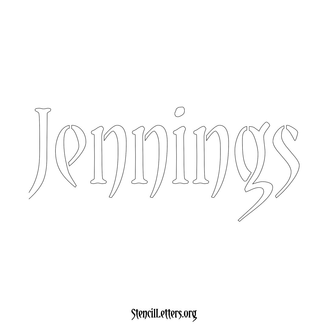Jennings name stencil in Vintage Brush Lettering