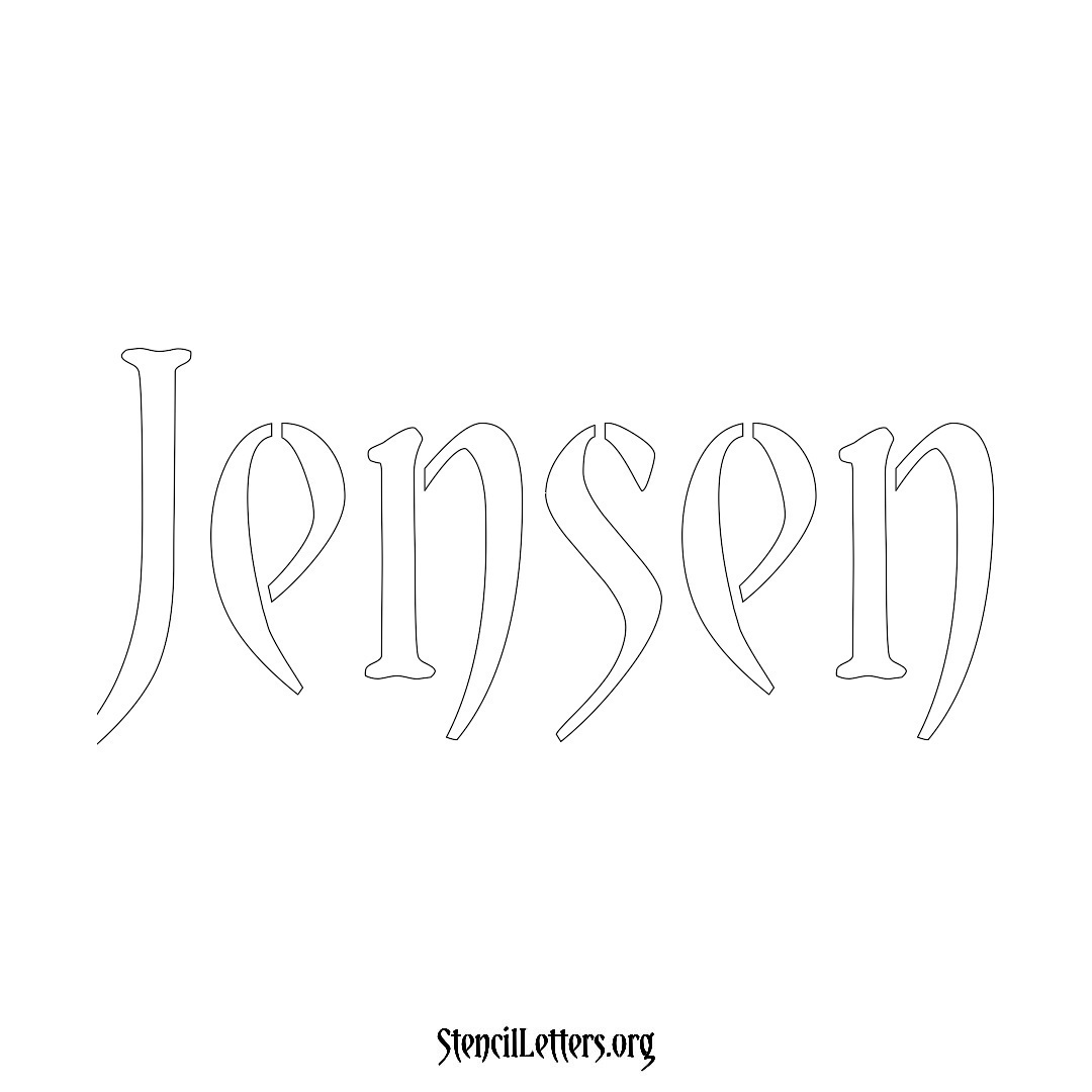 Jensen name stencil in Vintage Brush Lettering