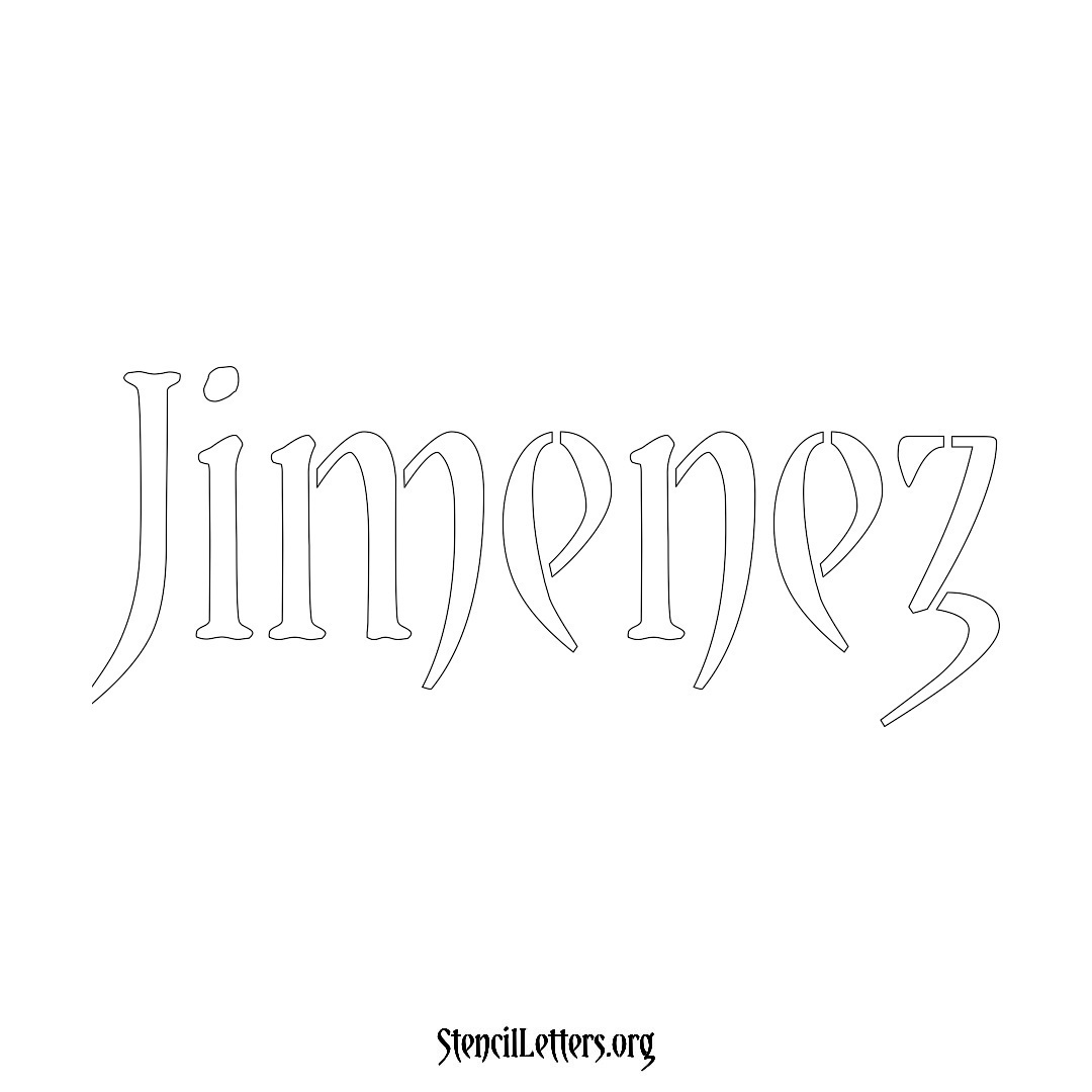 Jimenez name stencil in Vintage Brush Lettering