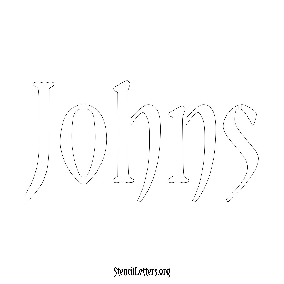 Johns name stencil in Vintage Brush Lettering