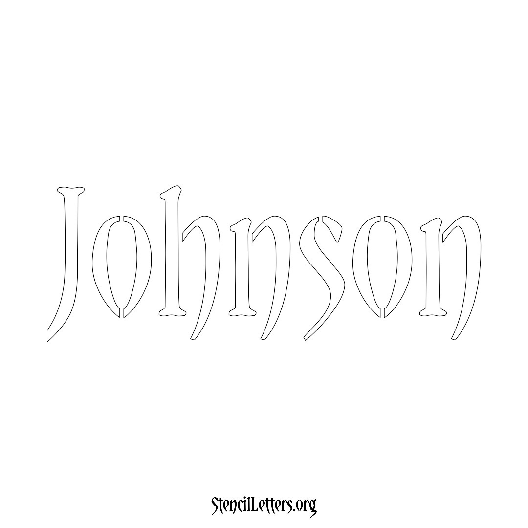 Johnson name stencil in Vintage Brush Lettering